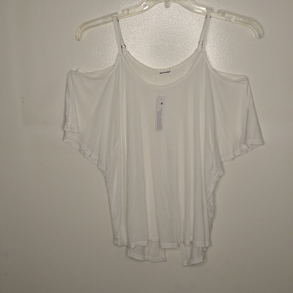 NWT L.A. made women's size small white open shoulder top